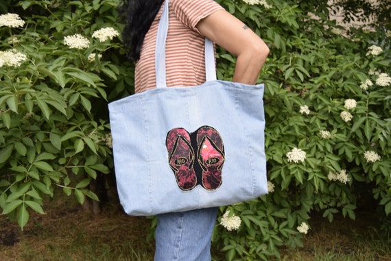 XXL beach bag,recycled jeans,Stylish bag of recycled jeans,Women's bag of jeans, An old jeans,Yoga Bag, Large Bag,Summer bag