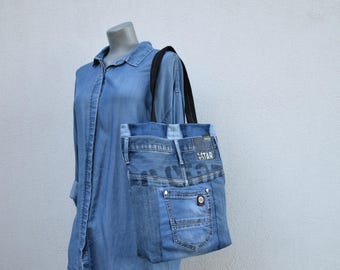 Patchwork denim bag,upcycled denim tote bag,Summer denim bag,slouchy soft shoulder bag,Hippie Boho style,denim patchwork,vegan,zero waste