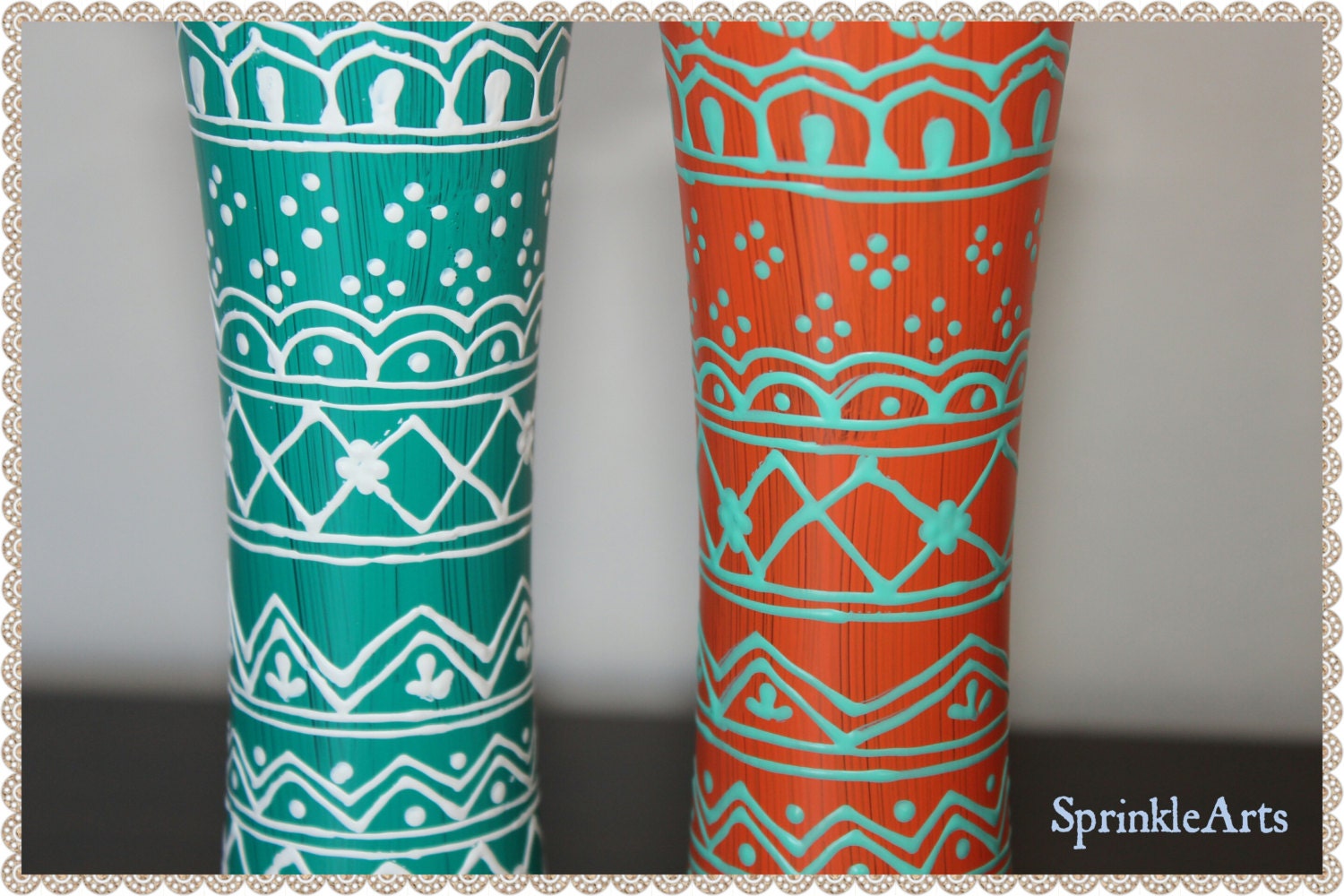Glass Vase Indian Henna Mehndi Design Hand Painted Wedding Etsy