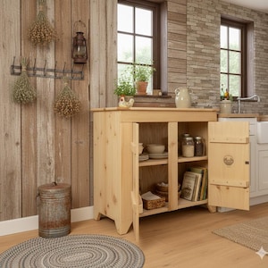 Handcrafted Country Pine Storage Cabinet