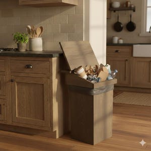 Handcrafted Wooden Trash / Recycling Bin