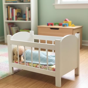 Handmade Wooden Fancy Doll Crib for 18-Inch Dolls