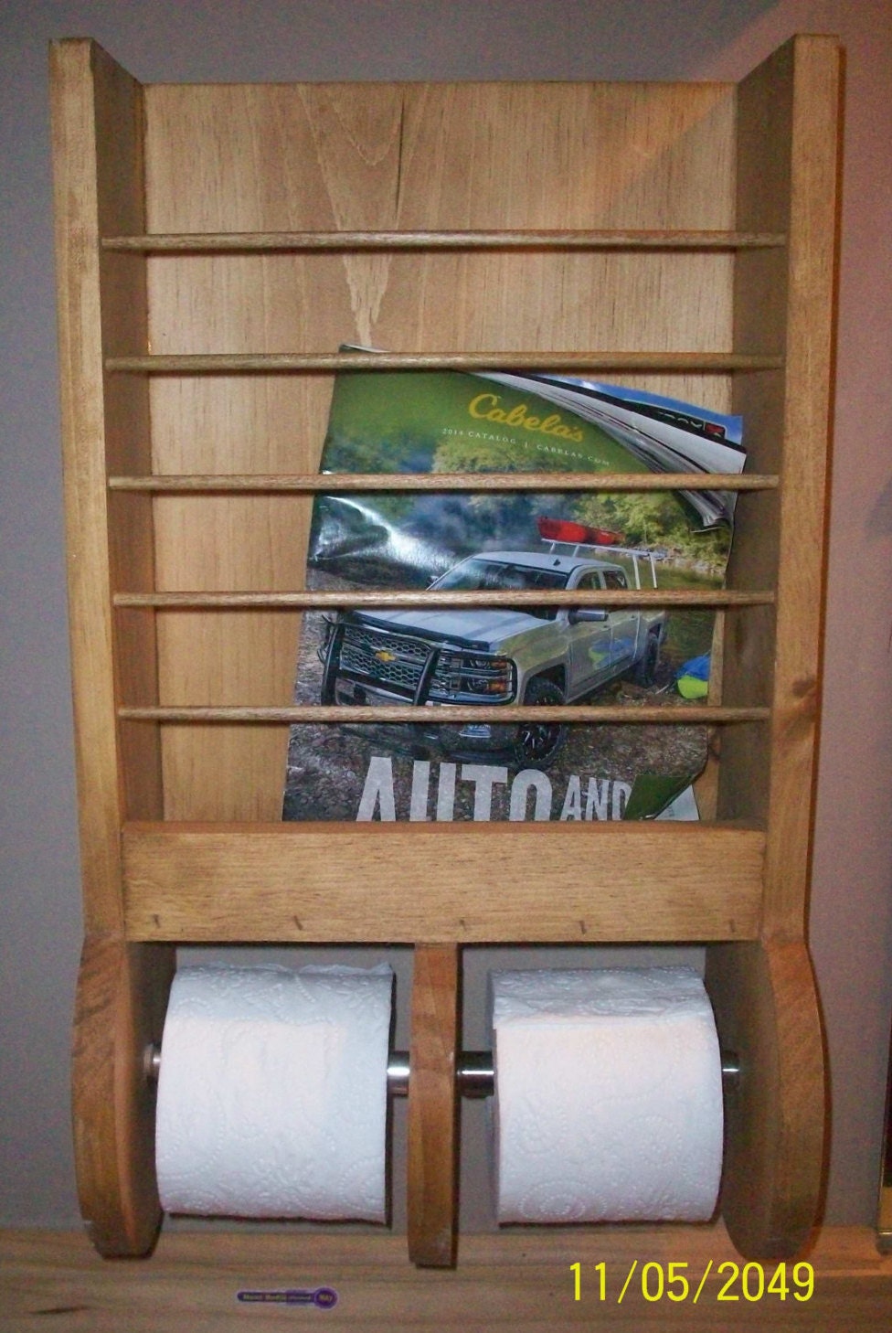 Brentwood-18 recessed in wall solid wood double toilet paper holder - holds  any size rolls - 7 x 14.5