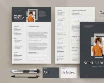 Resume template Canva | CV Template with Photo / Professional Modern Resume / Cv for Word and Pages