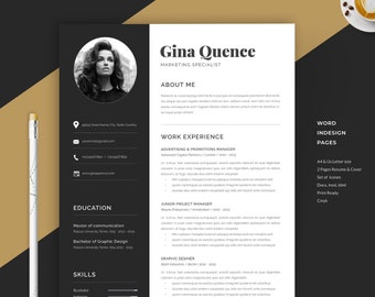 Resume Template / Resume Word | Cv | Instant Download | Resume with photo | 2 page resume | Mac | Curriculum Vitae | ResumeTeacher | Cv word