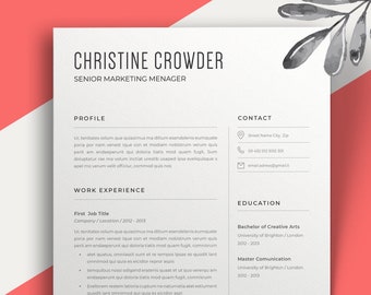 Resume Template | Word Resume | Resume Template Word | Resume Pages | Instant download | Cv Icons | Resume Teacher  | Cv Template | Mac & PC