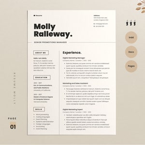 Resume Template Professional Resume Template for Word & Pages, Clean CV Template Resume and Cover Letter Template Cv for Word Cv image 4