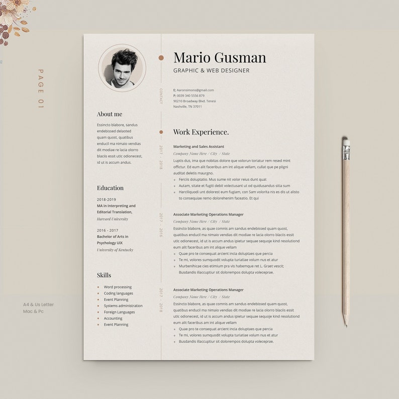 Resume Template German CV Template With Photo / Professional Etsy