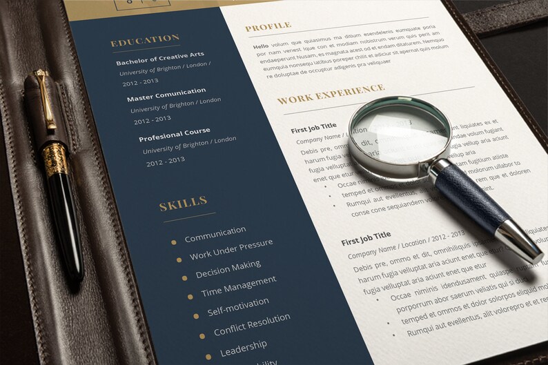 Resume Resume Template Word Resume Resume Template Word Modern Cv Resume Blue Cv Gold Resume Teacher Cv Cv Template Gold image 8