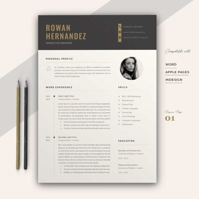 Resume / Resume Template Resume Template Word Cv Template Resume Template Teacher Cv Template Professional Cv Template with photo image 1