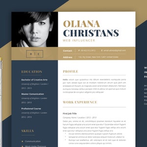 Resume Resume Template Word Resume Resume Template Word Modern Cv Resume Blue Cv Gold Resume Teacher Cv Cv Template Gold image 1