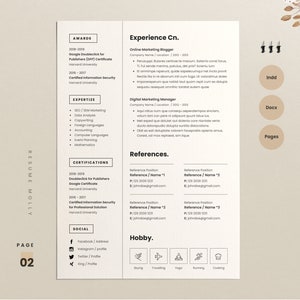 Resume Template Professional Resume Template for Word & Pages, Clean CV Template Resume and Cover Letter Template Cv for Word Cv image 5