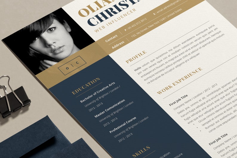 Resume Resume Template Word Resume Resume Template Word Modern Cv Resume Blue Cv Gold Resume Teacher Cv Cv Template Gold image 4