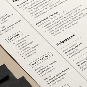 Resume Template Professional Resume Template for Word & Pages, Clean CV Template Resume and Cover Letter Template Cv for Word Cv image 7