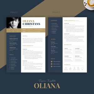 Resume Resume Template Word Resume Resume Template Word Modern Cv Resume Blue Cv Gold Resume Teacher Cv Cv Template Gold image 3