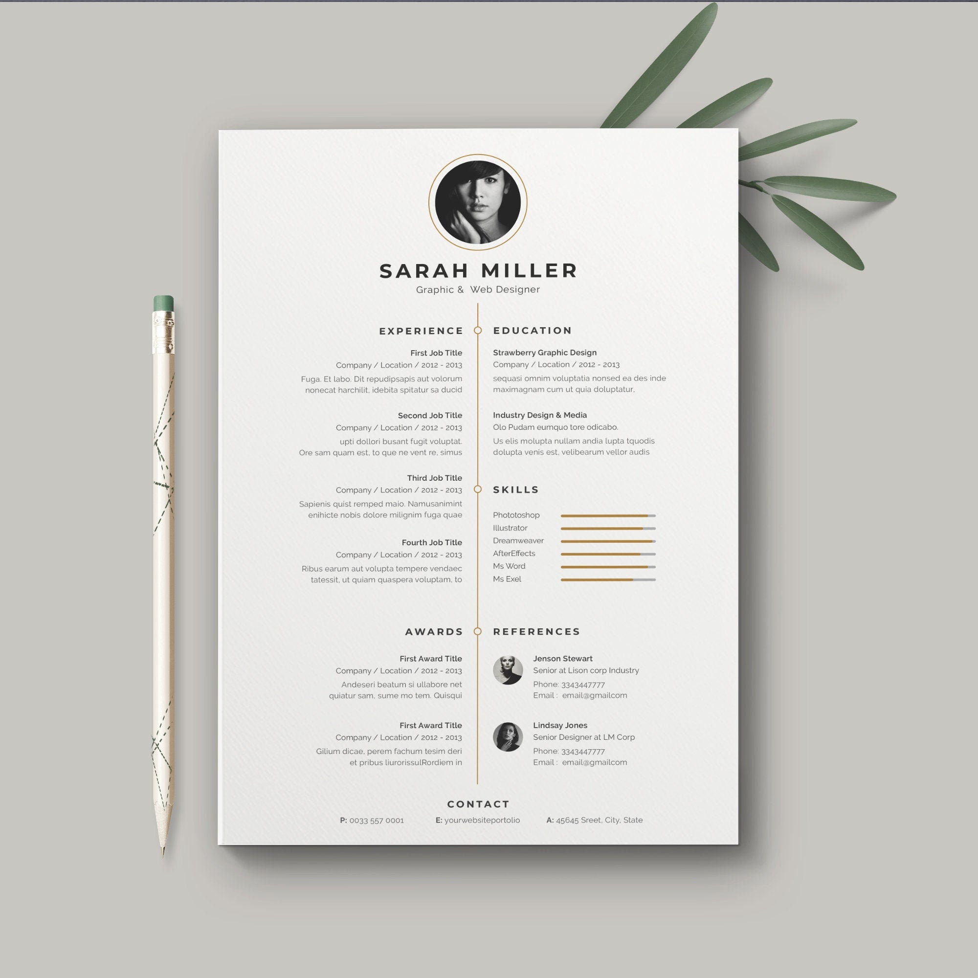 Resume Template Word Modern Cv Clean Cv Apple Pages