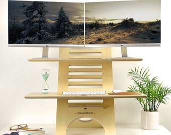 JUMBO DeskStand ™ Escritorio de pie / Escritorio de pie hecho a mano, ergonómico y ajustable, escritorio de pie sentado, escritorio de estación de trabajo de pie para oficina en casa