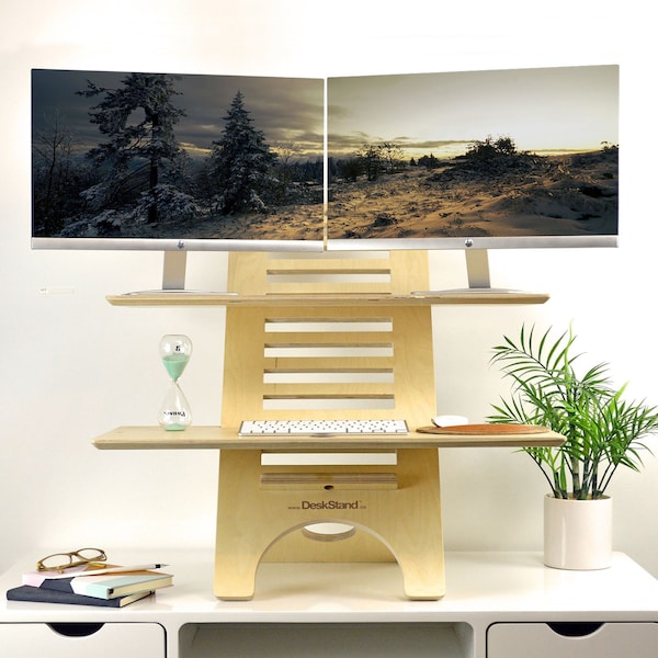 JUMBO DeskStand ™ Standing Desk / Handmade, Ergonomic, Adjustable Standing Desk, Sit Stand Desk, Standing Workstation Desk for Home Office