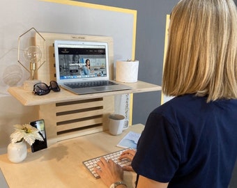 WallStand Stehpult An der Wand befestigtes Ergonomisches Büro mit verstellbaren Regalen für das Home Office