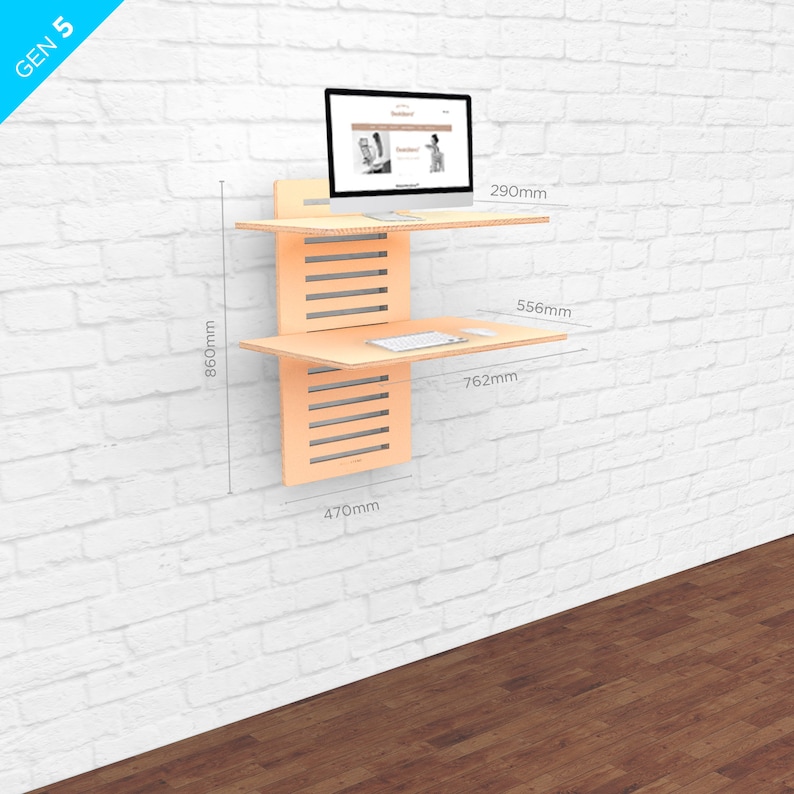 WallStand Standing Desk Wall Mounted Ergonomic Office With Adjustable Shelving for Home Office image 9