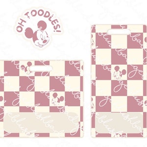 Acrylic Blank and Decal | Decal and Blank Acrylic Set | Pink Checkered Badge Reel | Acrylic Blank Set | Mouse Badge Reel | Badge Buddy