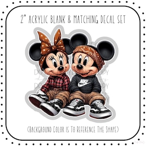 Acrylic Blank and Decal | Badge Reel Blank Set | Mouse Badge Reel | Mickey and Minnie Badge Reel | Acrylic Blank Set