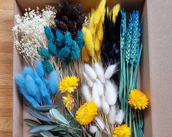 DIY Dry flowers set for craft, Dried flowers in many different colors, making your own wreath, DIY centerpieces, Table decorations