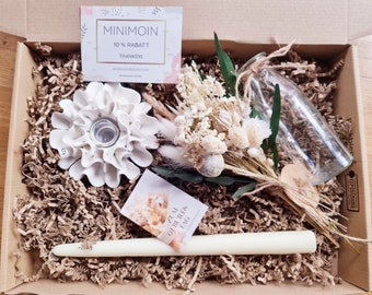 Trockenblumen Geschenkbox für Geburtstage und besondere Anlässe Geschenke für Mama Kerzenhalter Keramik Tischdekoration