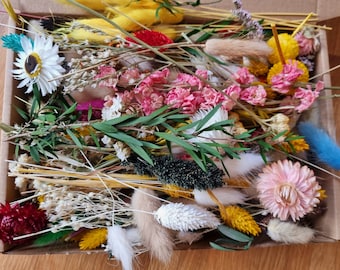 Ca. 200 Stück, DIY Trockenblumen Set in verschiedenen Farben, DIY-Trockenblumenstrauß, zum Basteln, Tischdeko zur Taufe