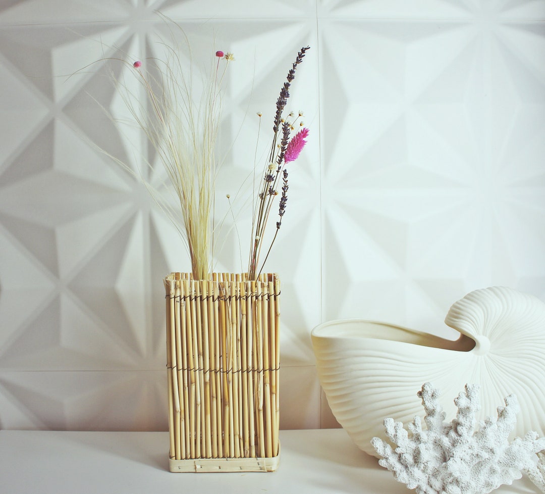 Handmade Bamboo Vase Natural Bamboo Vase With Two Glass Tubes Etsy