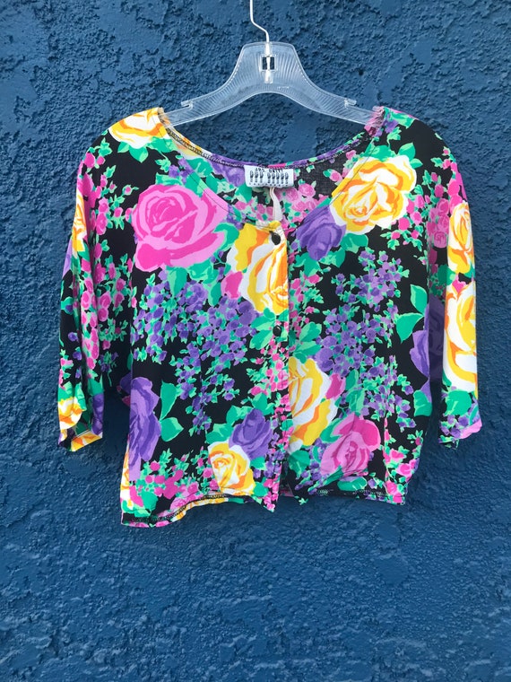 80’s Floral Crop Top