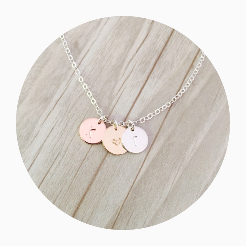 Gold Charm Custom Pendant Necklace Initial Necklace Triple Initial Charm Necklace Initial Gold Rose Gold Silver Charm Necklace