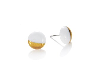 White Studs porcelain with 22k Gold dip