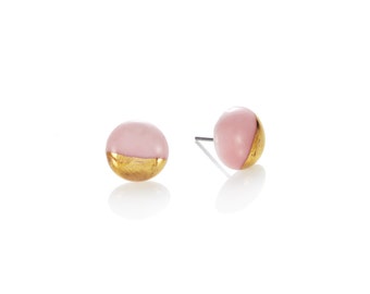 Pink Studs porcelain with 22k Gold dip