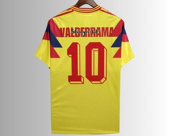 Retro Colombia 1990 Retro Home Football Shirt Valderrama Vintage scoocer jersey Regalo para él Regalo para fanático