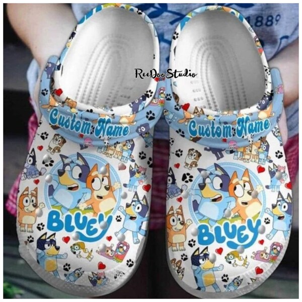 Custom Bluey Family Birthday Clog Shoes, Clogs Shoes For Men Women and Kid, Funny Clogs Crocs, Crocband, Gift For Kids, Gift For Her