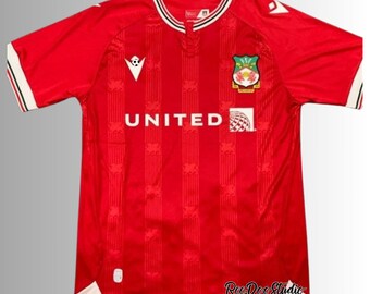 Maillot rétro du Wrexham AFC, 2023-24 maillot à manches courtes Wrexham AFC, maillot rétro à manches courtes Wrexham, maillot de football vintage, maillot vintage