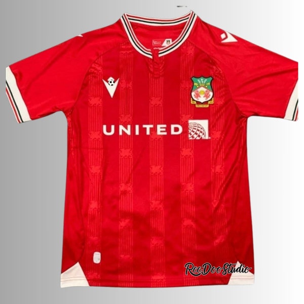 Maillot rétro du Wrexham AFC, 2023-24 maillot à manches courtes Wrexham AFC, maillot rétro à manches courtes Wrexham, maillot de football vintage, maillot vintage