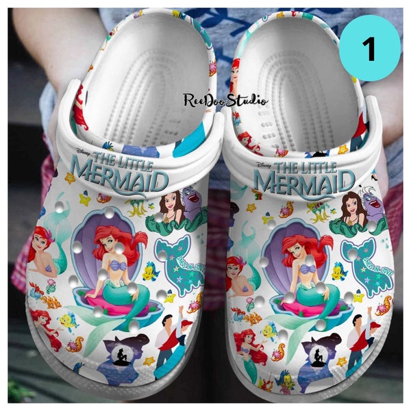 Custom Name The Little Mermaid Shoes, The Little Mermaid Summer Shoes, The Little Mermaid Sandals, Shoes For Women/Men, Cartoon Fans Gifts