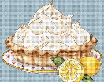 Lemon Meringue Pie Citrus Fruit Cross Stitch Pattern Lemons Sour Embroidery Instant Download PDF