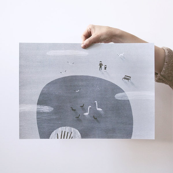 Impresión A3. Temprano en la mañana // Impresión para el hogar. Impresión para la habitación de los niños. Impresión para el dormitorio. Impresión para el lugar de trabajo. Impresión para el comedor.