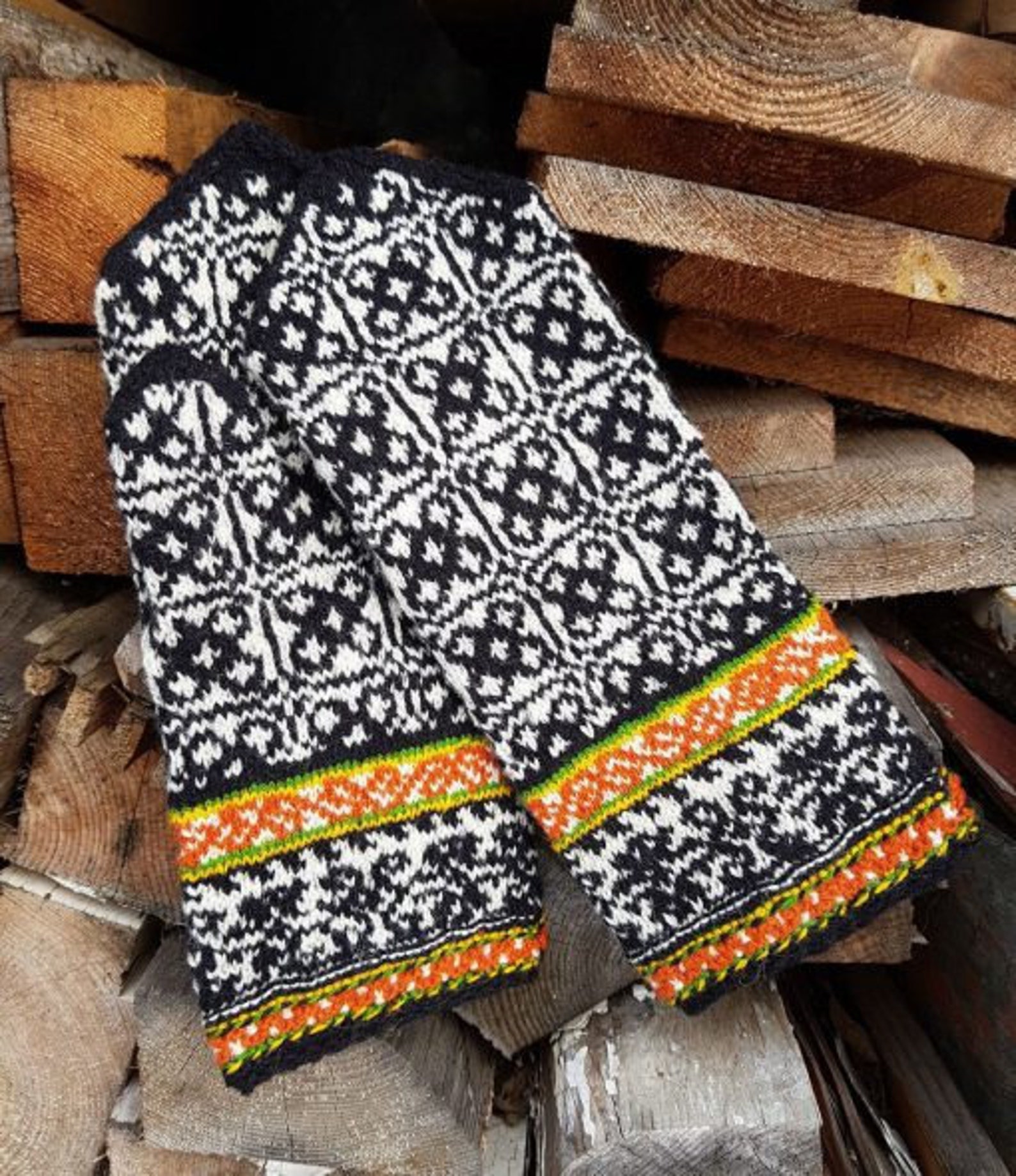 Traditional Design Latvian Handmade Mittens Wool Gloves Woman - Etsy