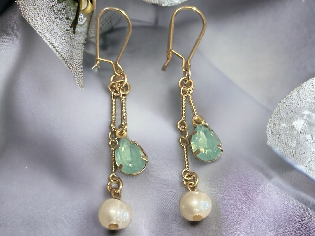 Blue - Golden Plated Seep Pearl & Hydro Stone Earrings main image 1