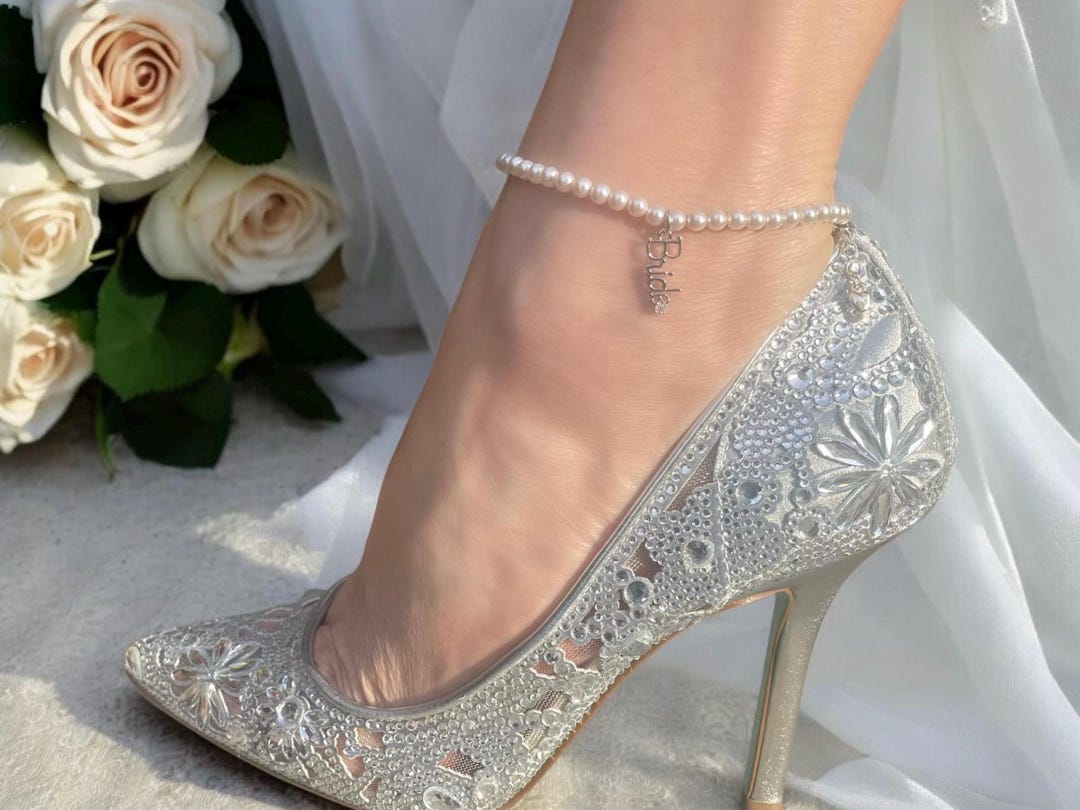 Swarovski Pearl Bridal Anklet – Silver Bride Charm, Wedding Jewelry - Etsy