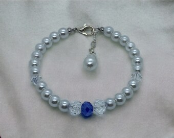 Etwas Blaues Braut Armband – Swarovski Pearl Crystal Hochzeitsschmuck