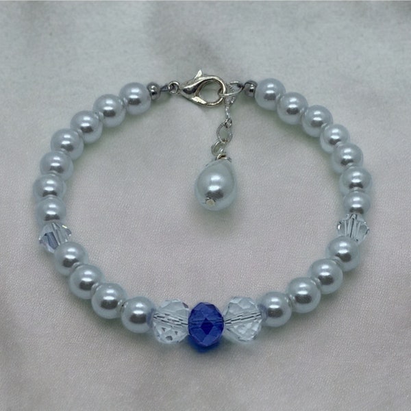 Something Blue Bridal Bracelet – Swarovski Pearl Crystal Wedding Jewelry