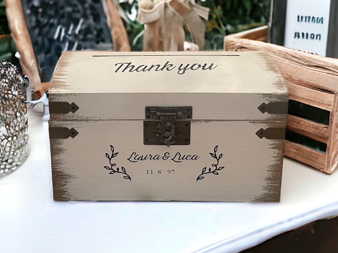 Personalized Rustic Wood Wedding Card Box, Keepsake Decor - Etsy