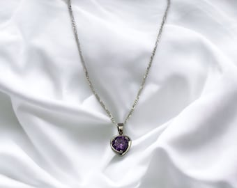 Amethyst Sterling Silver Necklace, Mother of the Bride, Bridal Party Jewelry, February Birthstone