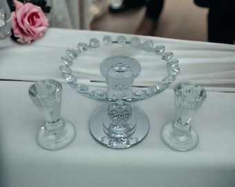 Crystal Unity Candle Holders with Sparkling Crystal Accents. 2 Taper Candle Holders and 1 Pillar Candle Holder. Wedding Ceremony