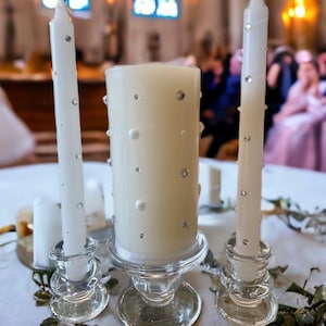 Einheitskerzen-Set für die Hochzeitszeremonie - Perlen und Kristallkerze - Candle Light Dinner - Kirche Einheitskerze - Romantisches Kerzenlicht